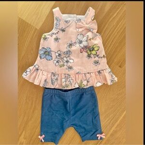 Pippa & Julie Matching Floral and Blue Pant Set/ 3 months